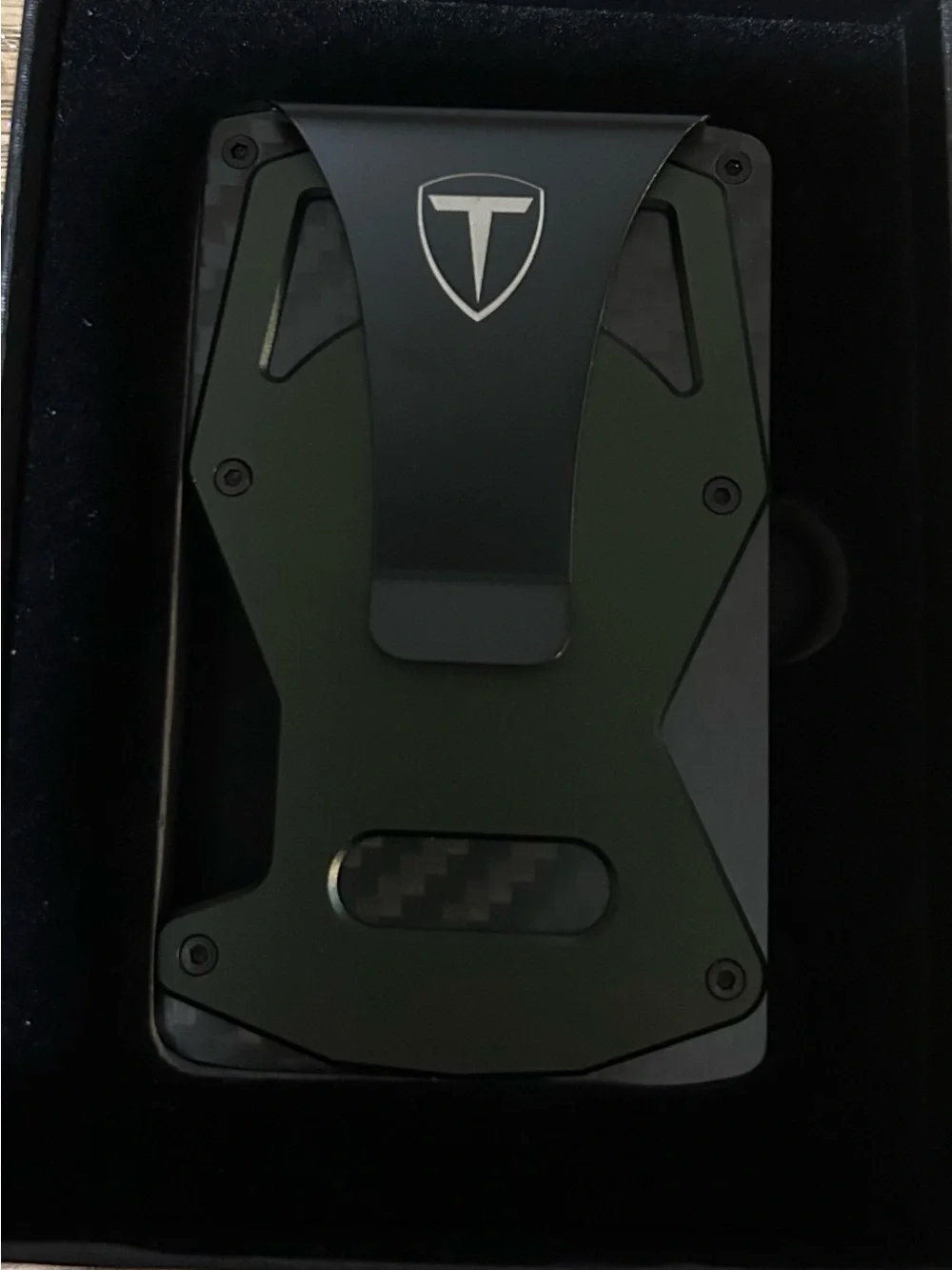 T Logo Slim Tactical Wallet - Olive Green & Black